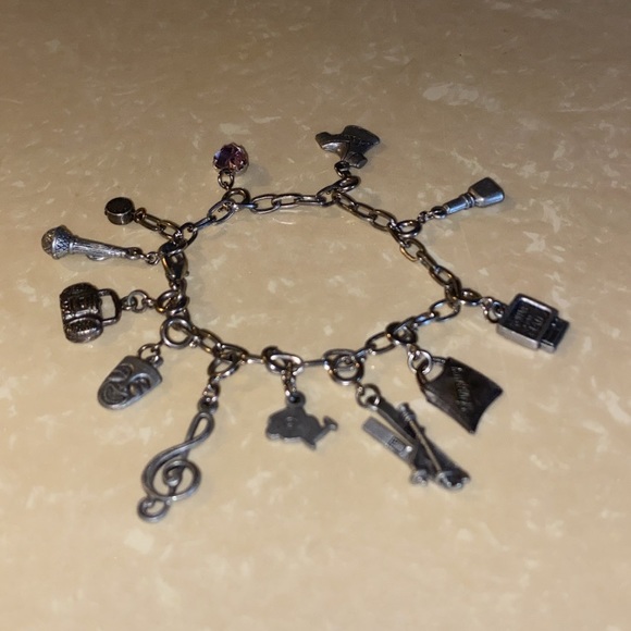 Vintage Sterling Silver Laugh Now Cry Later Music Themed Charm Bracelet - Picture 5 of 8